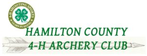 Hamilton County 4-H Archery Club logo, showing an arrow and a 4-H clover.